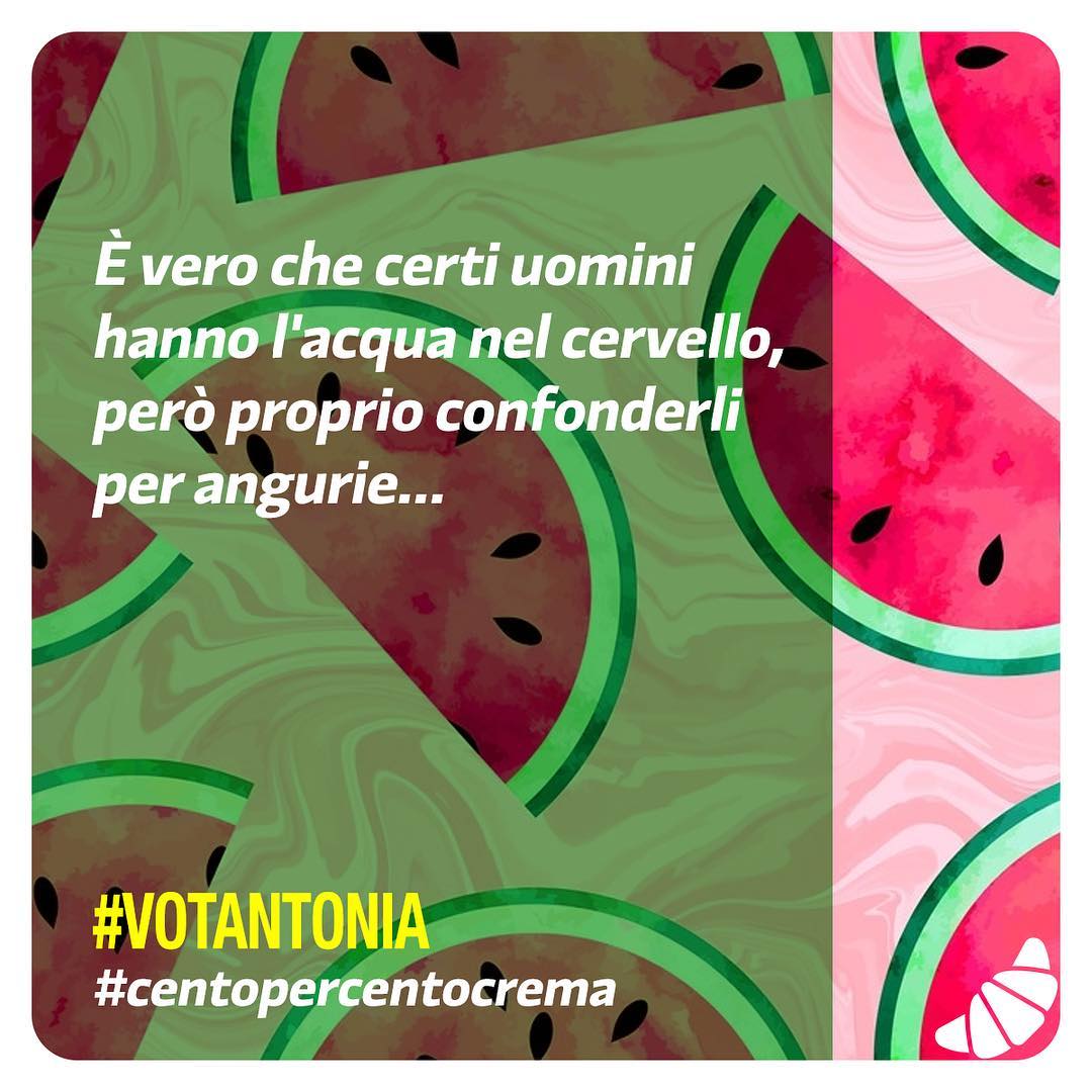 È vero che certi uomini hanno l’acqua nel cervello, però proprio confonderli per angurie…

#votantonia #centopercentocrema
#votantoniacentopercentocrema